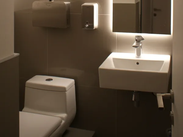 Baño en oficina habilitada en Providencia